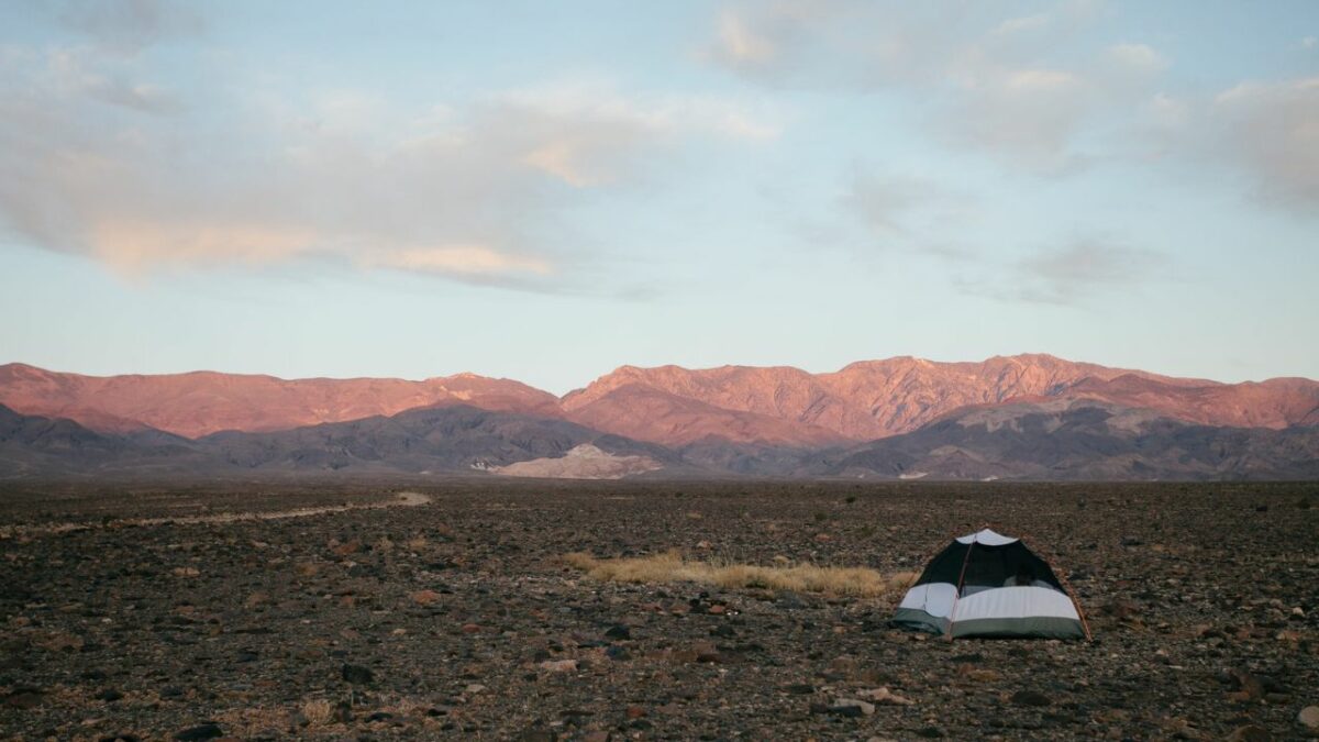 A tent in Death Valley National Park's deserted field